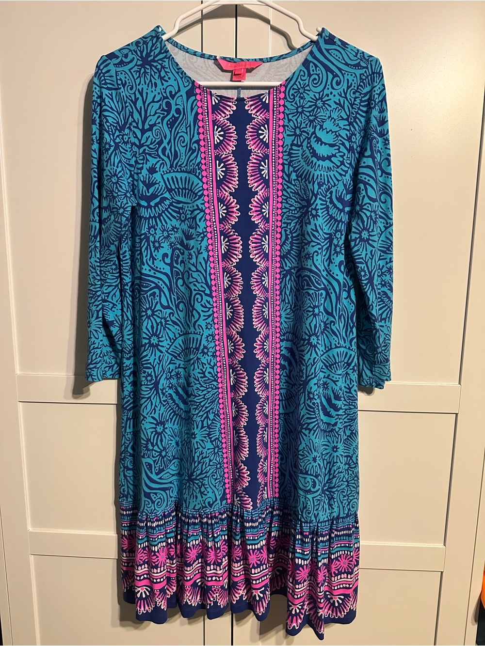 Lilly Pulitzer Ophelia Swing Dress Bermuda Blue Ocean Motion Medium
